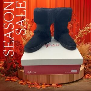 Black Faux Fur Lined Boots – Size 5, Stylish & Cozy Winter Footwear
